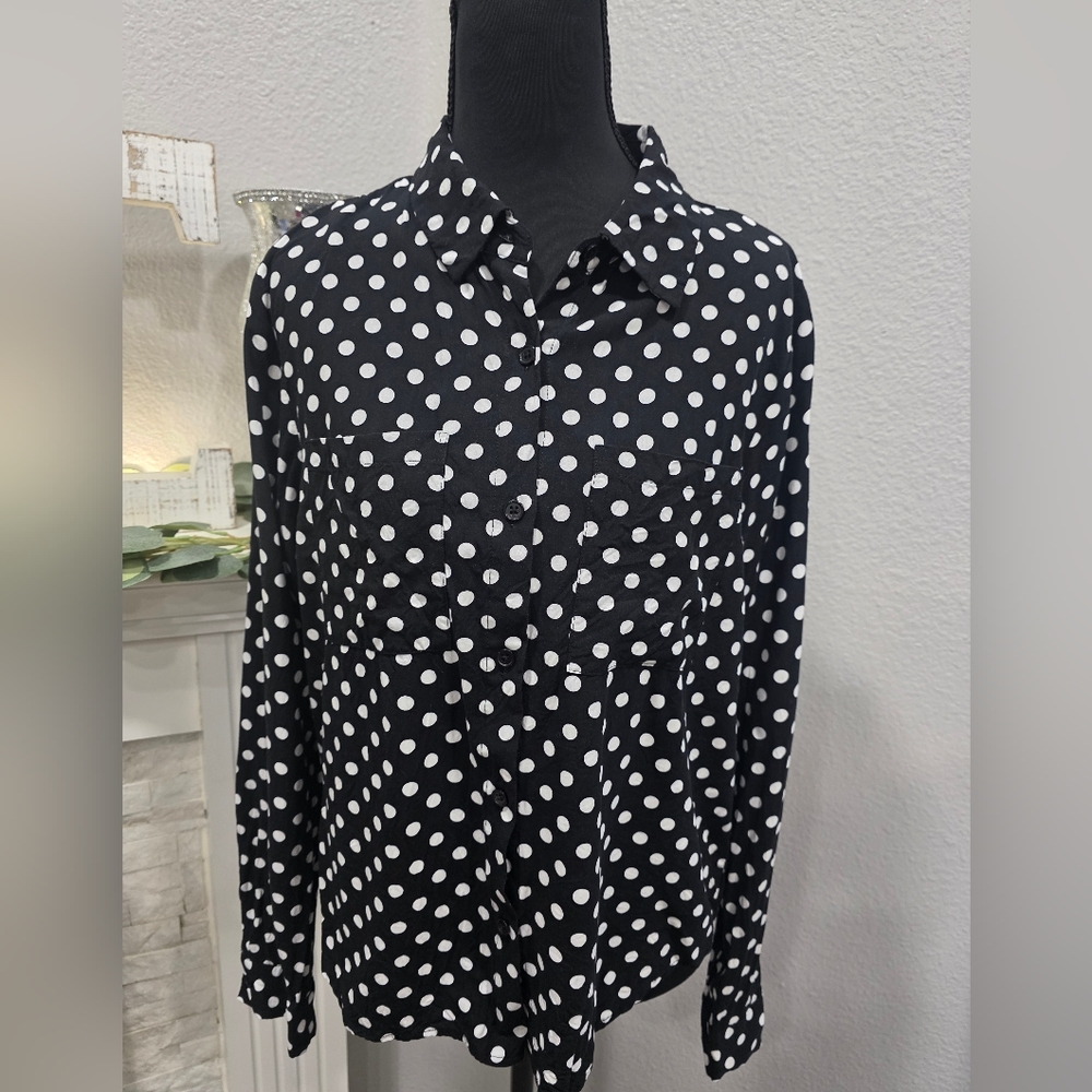 Fashion Nova Black and White Polka Dot Top